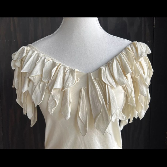 VINTAGE RALPH LAUREN cream/white off shoulder fringe top - Picture 5 of 7